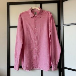 [2X] Robert Graham Men’s Pink & White Gingham Plaid Button Down Shirt